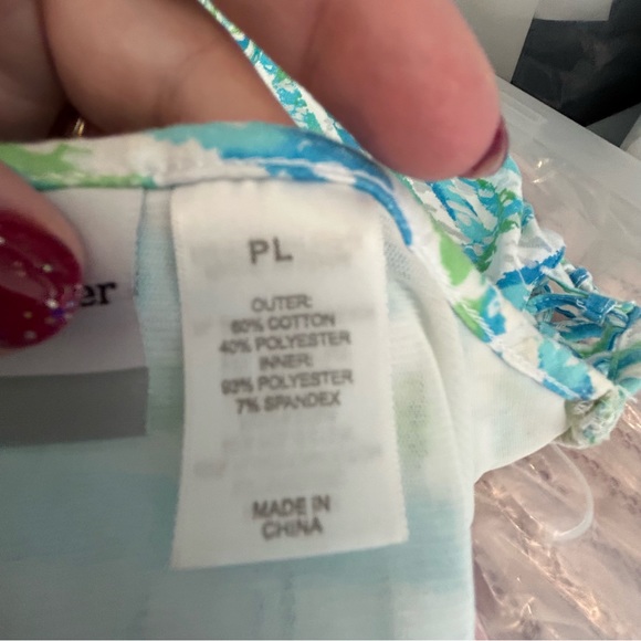 Alfred Dunner petite white blue green crossover stripes lattice lined tee Size L - Picture 8 of 12